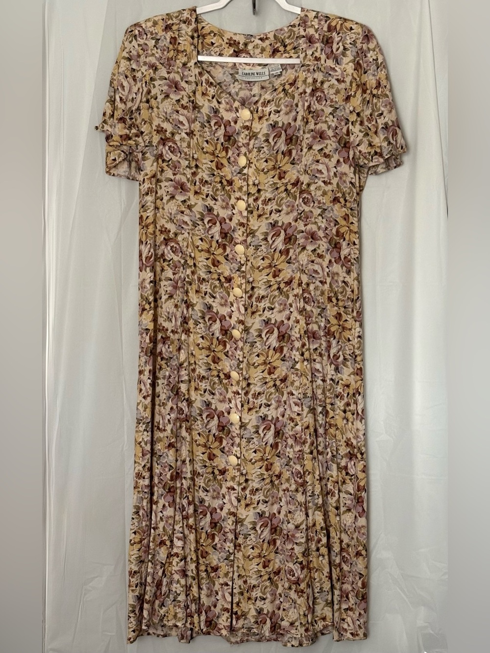 Vintage 90s Floral Rayon Tie Back Maxi Dress Size 16